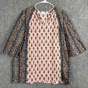 Pure Jill Top Blouse  Womens XL Pink  Artsy Boho Hippie